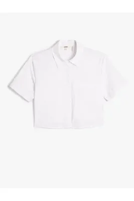 Koton Crop Kısa Kollu Gömlek Düğmeli Cep Detaylı