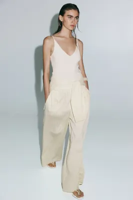 H&M Viskoz Karışımlı Tekstüre Pantolon