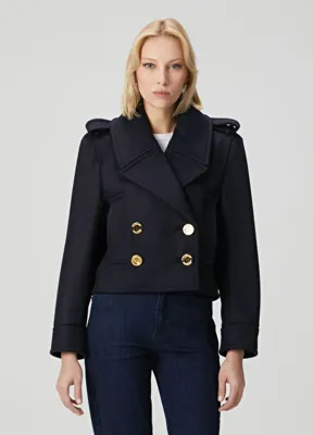 Givenchy Lacivert Yün Kaban