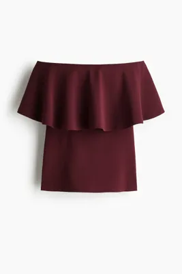 H&M Farbalalı İnterlok Bandeau Üst