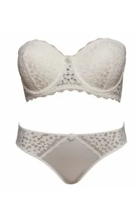 Pierre Cardin Kadın Ekru 4581 Pansy Balenli Destekli Straplez Sütyen Takım