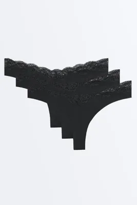 Oysho 3'lü dantelli laser cut V kesim tanga