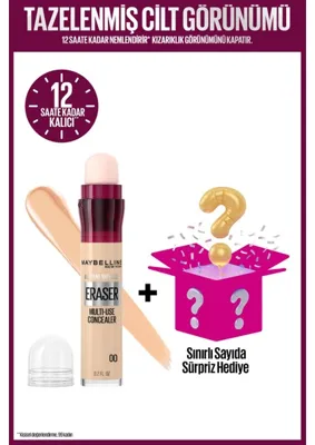 Maybelline New York İnstant Anti Age Eraser Kapatıcı 00 Ivory - 12 Saat Kalıcı Nemlendirme ve Sürpriz Hediye