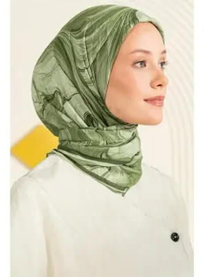 Jawel Ebru Desenli Kırışık Dokulu Soft Eşarp Maryas SOFT YEŞİL