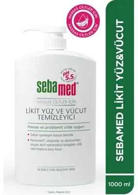 OEM Sebamed Hassas Ciltler Için Pentavitin Içerikli Nemlendirici Etkili Yüz ve Vücut Temizleme Jeli 1000 ml