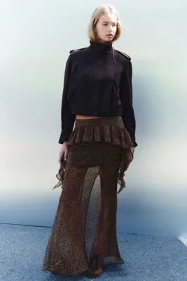 H&M Fırfırlı Maksi Etek