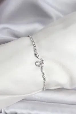 Genel Markalar Yılan Model Zirkon Taşlı Gümüş Renk Pirinç Su Yolu Kadın Bileklik