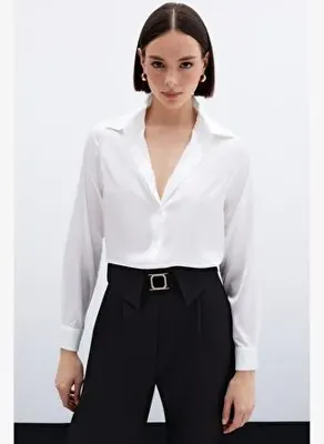 Sateen Saten Gömlek - Ekru