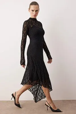 TRENDYOLMİLLA Siyah Düz Maxi Örme Elbise TWOAW26EL00057