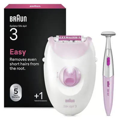 Braun Silk·épil 3 Kablolu Epilatör, Kalıcı Pürüzsüz Cilt, 3-202