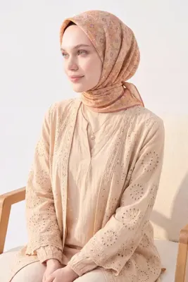 Silk Home Soft Eşarp Pixel Ethnic Koyu Turuncu