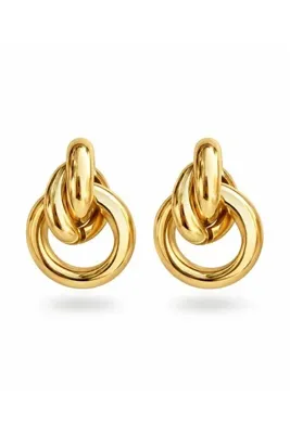 btogether. Çelik Sallantılı Düğüm Küpe Gold Renkli