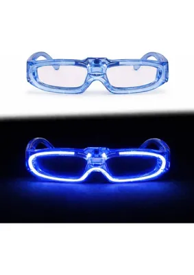 Mavi LED Işıklı Parti Gözlüğü 3 Modlu – Glow - Gece Eğlence Gözlüğü