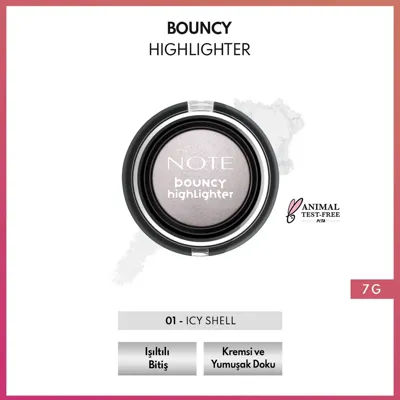 Note Cosmetics Note Bouncy Highlighter Yumuşak Kremsi Aydınlatıcı 01 Icy Shell