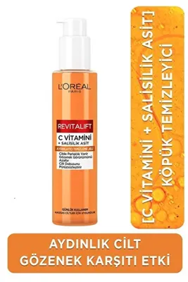 L'Oréal Paris Revitalift Clinical [C vitamini + Salisilik Asit] Gözenek Karşıtı, Aydınlatıcı Temizleme Jeli