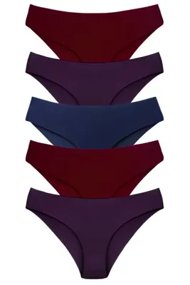 HNX 5'li Interlok Kumaş Lazer Kesim Dikişsiz Iz Yapmaz Slip Kadın Külot