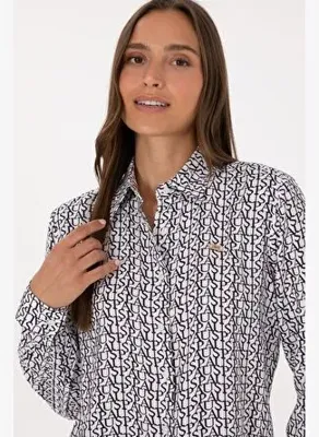 U.S. Polo Assn. Kadın Beyaz Uzun Kollu Gömlek 50316415-VR013