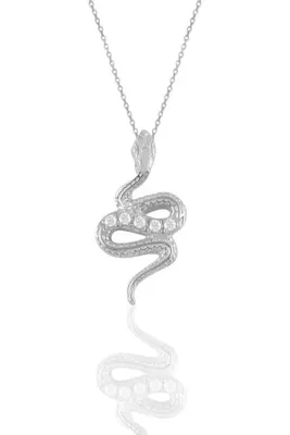 Söğütlü Silver Gümüş Rodyumlu Zirkon Taşlı Yılan Kolye Sgtl11194rodaj