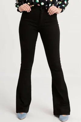 Ramrod Kadın Siyah Solmayan Yüksel Bel Likralı Toparlayıcı Ispanyol Jeans Pantalon