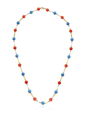 Aspendos Jewellery Turkuaz Mercan 14 Ayar Altın Kadın Uzun Kolye