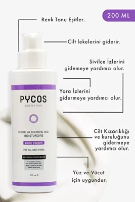 PYCOS COSMETICS Centella Yatıştırıcı ve Nemlendirici Cilt Bakım Kremi 200 ML