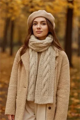Neşeli Butik kadın kışlık kalın dokulu örme atkı NBAKS050