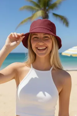 Ritagarcia Kadın Balıkçı Bordo Kova Bucket Şapka