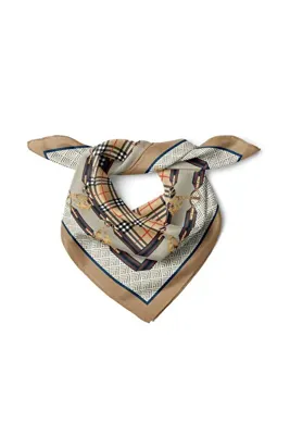 nehir eşarp Ekose Zincir Desen Fular Bandana 50x50 Cm