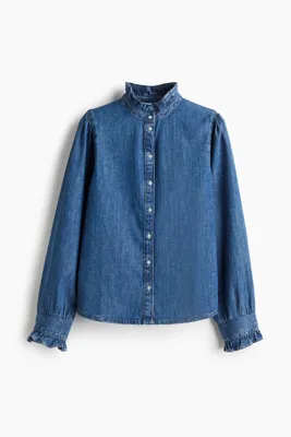 H&M Fırfırlı Kot Bluz