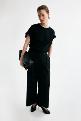 H&M Kemerli Düz Paça Pantolon