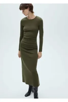 MANGO Woman Pamuklu midi elbise