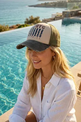 LAGRANZE NYC Brooklyn Vintage Görünümlü Şapka – Eskitme Unisex Baseball Cap – Ayarlanabilir Günlük Kullanım