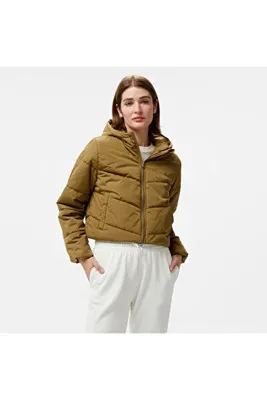 vans Mte Foundry Crop Puff Hood Kadın Haki Ceket