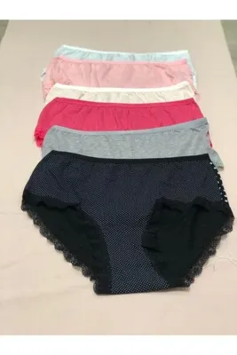 Tutku 12'li Paket Kadın Desenli Paça Dantelli Bato Külot