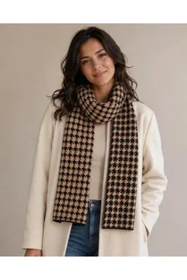 Sebir Moda Kazayağı Desenli Triko Atkı