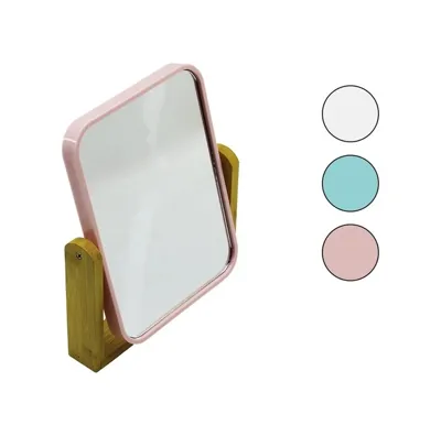 Diğer Ers- Dikdörtgen 20.5x15.5cm Ahşap Bambu Ayaklı Makyaj Aynası Çift Taraflı Renkli Plastik Çerçeve Çok Renkli 17299147