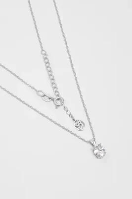 So Chic Oval Kesim 18 Ayar Beyaz Altın Kaplama 45 Cm Gümüş Kolye