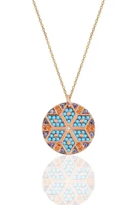 Söğütlü Silver Gümüş Rose Yuvarlak Kilim Kolye Sgtl10156rose