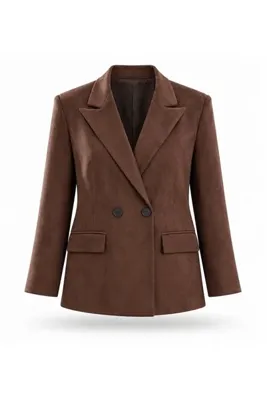 5in1Canpolat Kahverengi Süet Blazer Ceket 02064