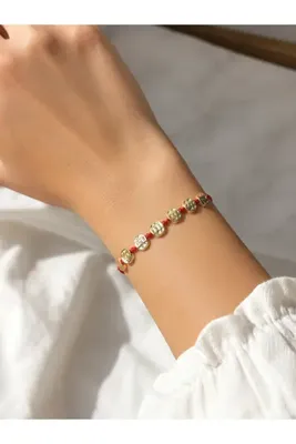 Femenino Kırmızı İp 7 Ezme Dorika Ayarlanabilir Bileklik