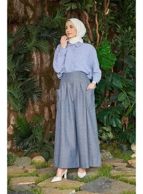 Neways 1161-Pileli Cepli Kot Pantolon Etek Koyu Mavi