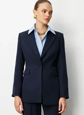 Mizalle Lacivert Kadın Dar Ceket M1MZ1020100132