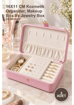 Yenilig 10 Adet Deri Kaplamalı Makyaj ve Takı Kutusu – 16X11 cm Kozmetik Organizer, Makeup Box ve Jewelry Box