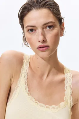 H&M Viskoz Karışımlı ve Dantel Şeritli Kolsuz Üst