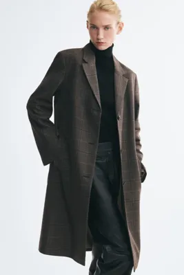 H&M Önü Tek Sıra Düğmeli Oversize Kaban
