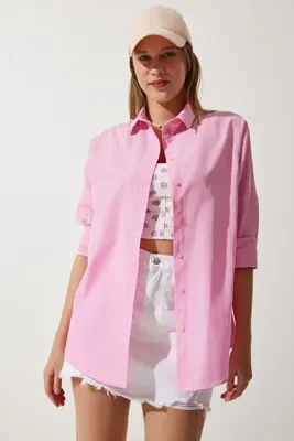 Lovelyİstanbul Oversize Basic Gömlek PEMBE LDD0003