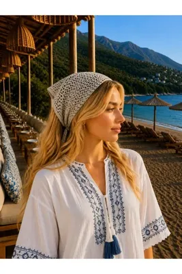 nehir eşarp Örgü Düz Renk Bağlamalı Bandana