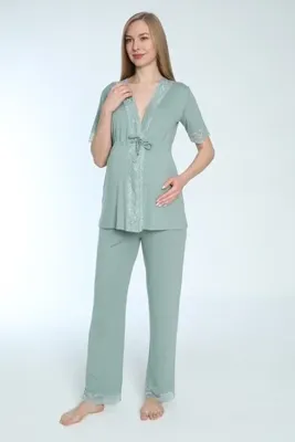 Miss Dünya Lissa Emzirmeye Uygun Önden Açılır Hamile Ve Lohusa Pijama Takımı