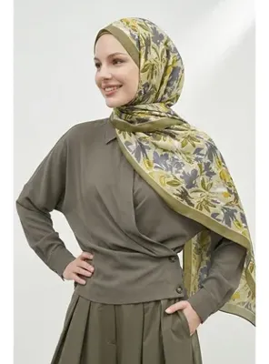 InStyle Zambak Çiçek Desenli Bej Soft Pamuk Şal