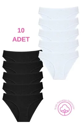 Newlilla 1501 Kalpli %100 Pamuklu 10'lu Kadın Bikini Külot Paketi